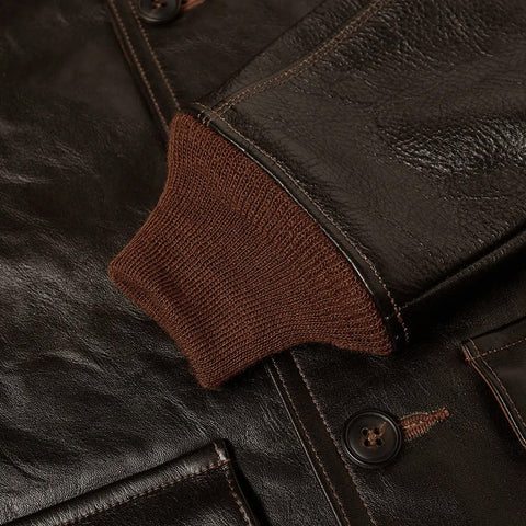 Mens Vintage Brown A-1 Flight Leather Bomber Jacket