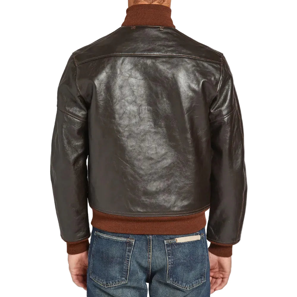 Mens Vintage Brown A-1 Flight Leather Bomber Jacket