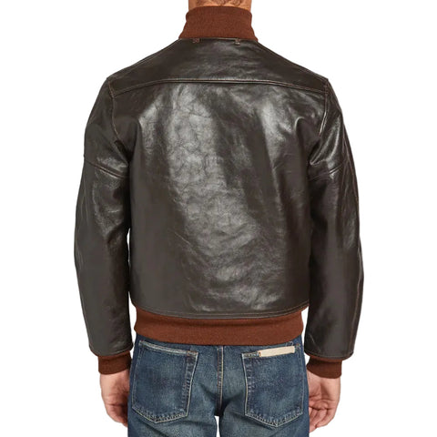 Mens Vintage Brown A-1 Flight Leather Bomber Jacket