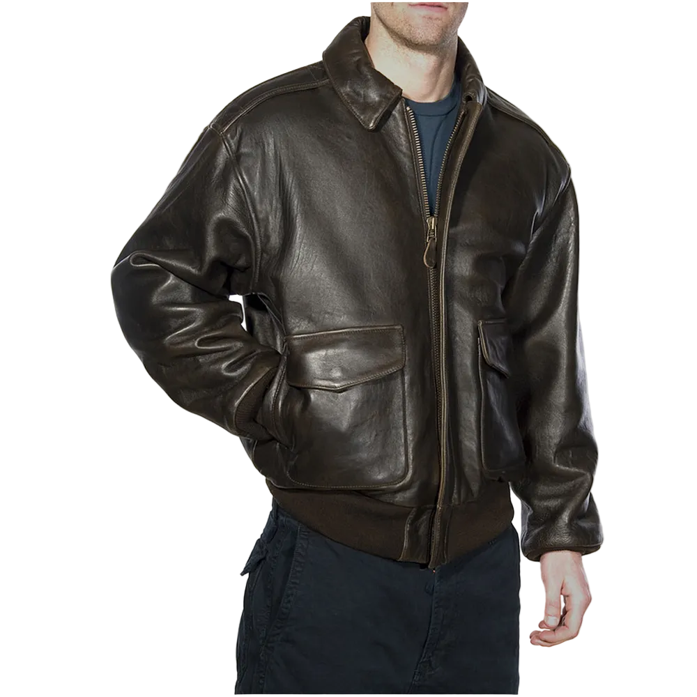 Mens Vintage Lambskin A2 Brown Flying Leather Jacket