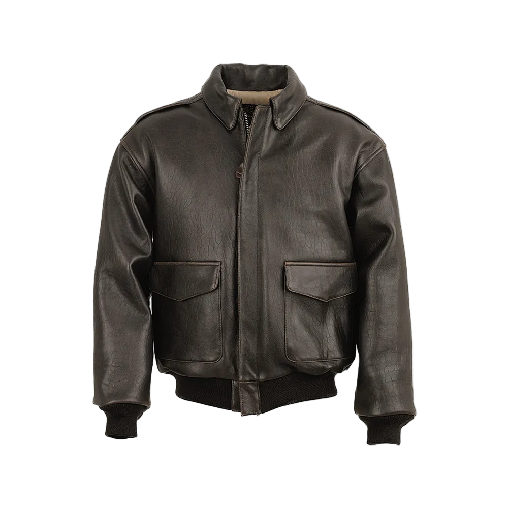 Mens Vintage Lambskin A2 Brown Flying Leather Jacket