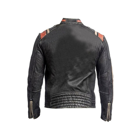 men’s cowhide leather biker jacket side angle