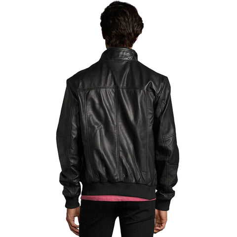 Mike Black Bomber Leather Jacket