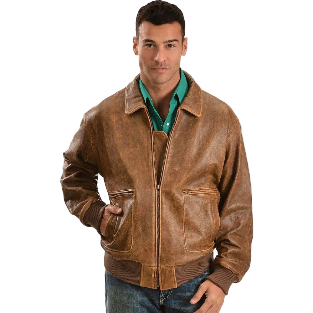Mord Brown Bomber Leather Jacket