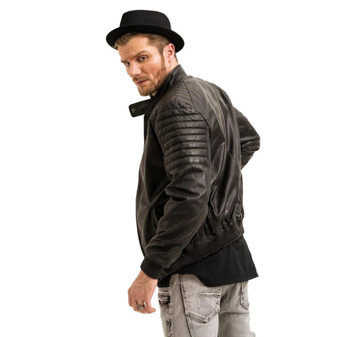 Mosh Black Bomber Leather Jacket