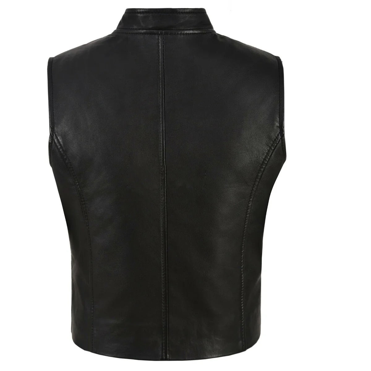 Women’s Double-Breasted Punk Motorcycle Leather Waistcoat - AMSEL LEATHERS