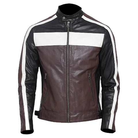 Multi Color Goat Leather Fashion Biker Jacket for Men