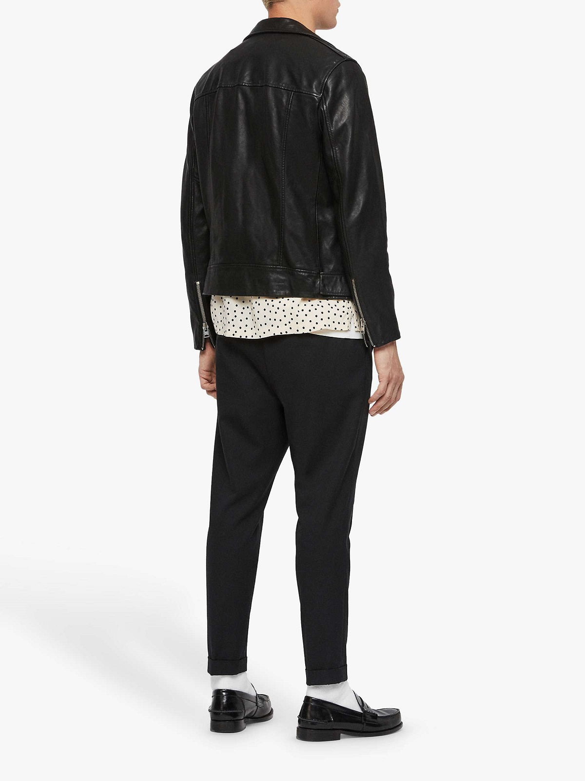 men's black leather biker jacket valen styling view