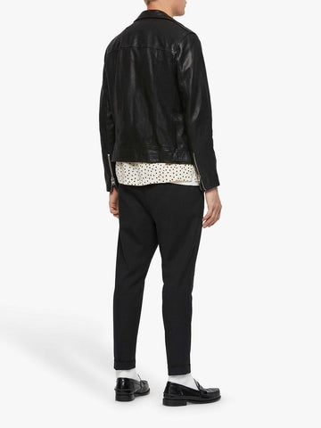 men's black leather biker jacket valen styling view