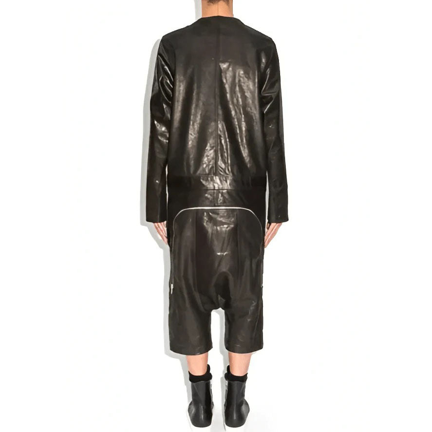 Black Leather Jumpsuit for Men - AMSEL LEATHERS