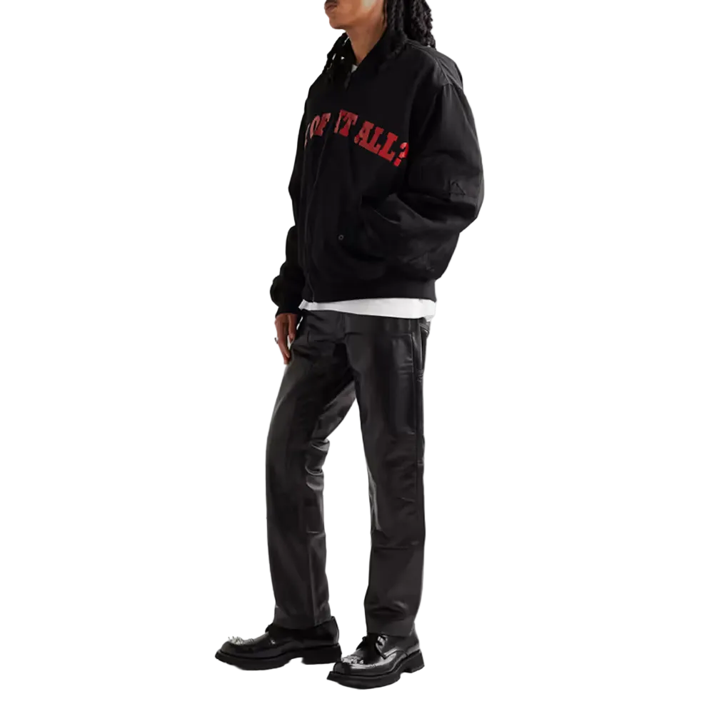 New Black Leather Sheep Skin Skinny Shearling Leather Jeans Pant