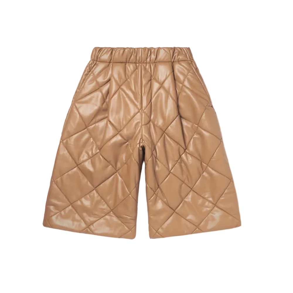 men's camel leather shorts alaric front view