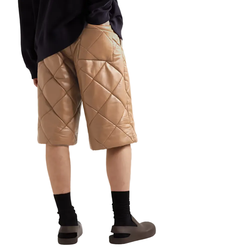 men's camel leather shorts alaric back view