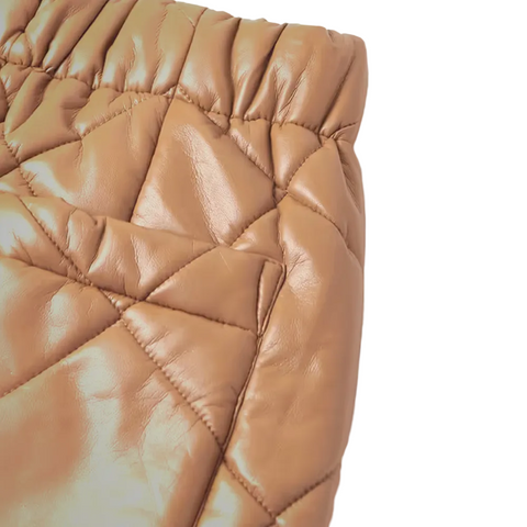 men's camel leather shorts alaric detail close up