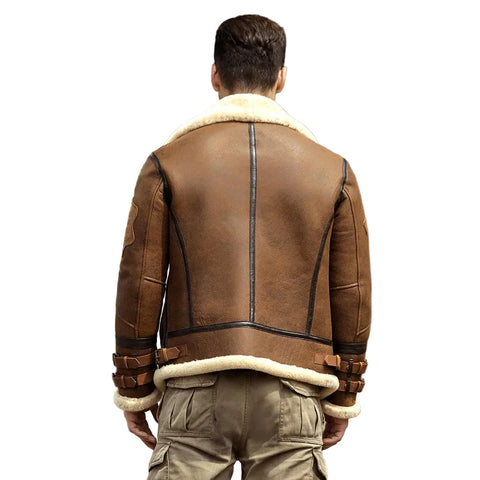 New Mens B3 Airforce Sheepskin Shearling Leather Jacket
