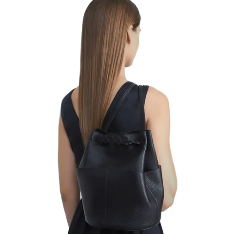New Womem Small 8-Knot Pebbled Leather Convertible Backpack