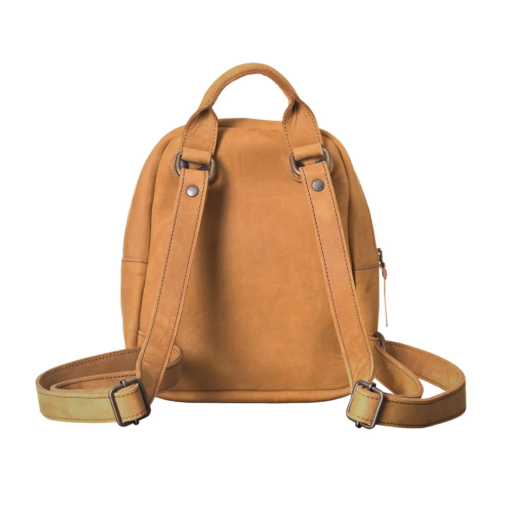 New Women Handmade Sheepskin Brown Leather Backpack With Two Internal Compartments