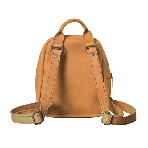 New Women Handmade Sheepskin Brown Leather Backpack With Two Internal Compartments