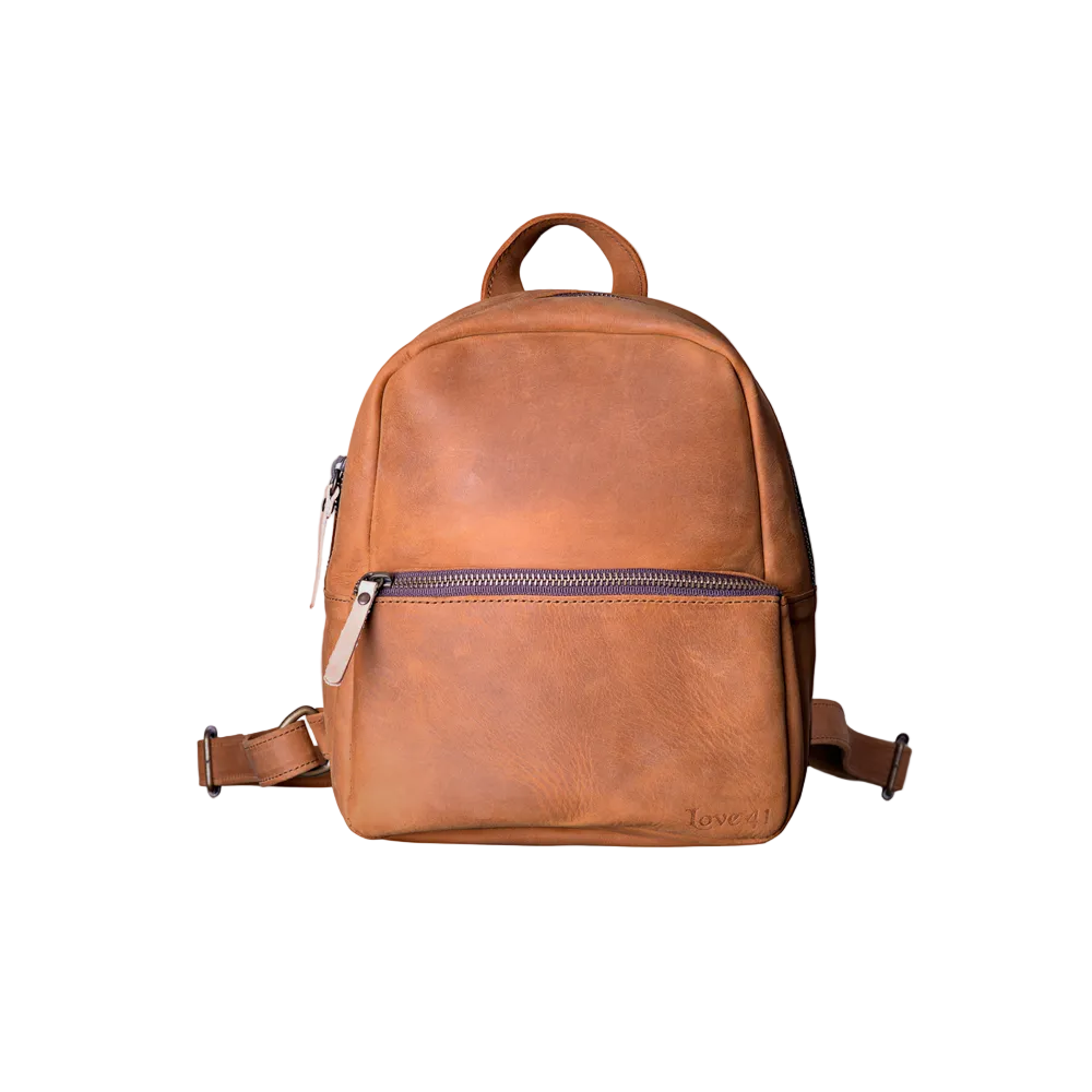 New Women Handmade Sheepskin Brown Leather Backpack With Two Internal Compartments