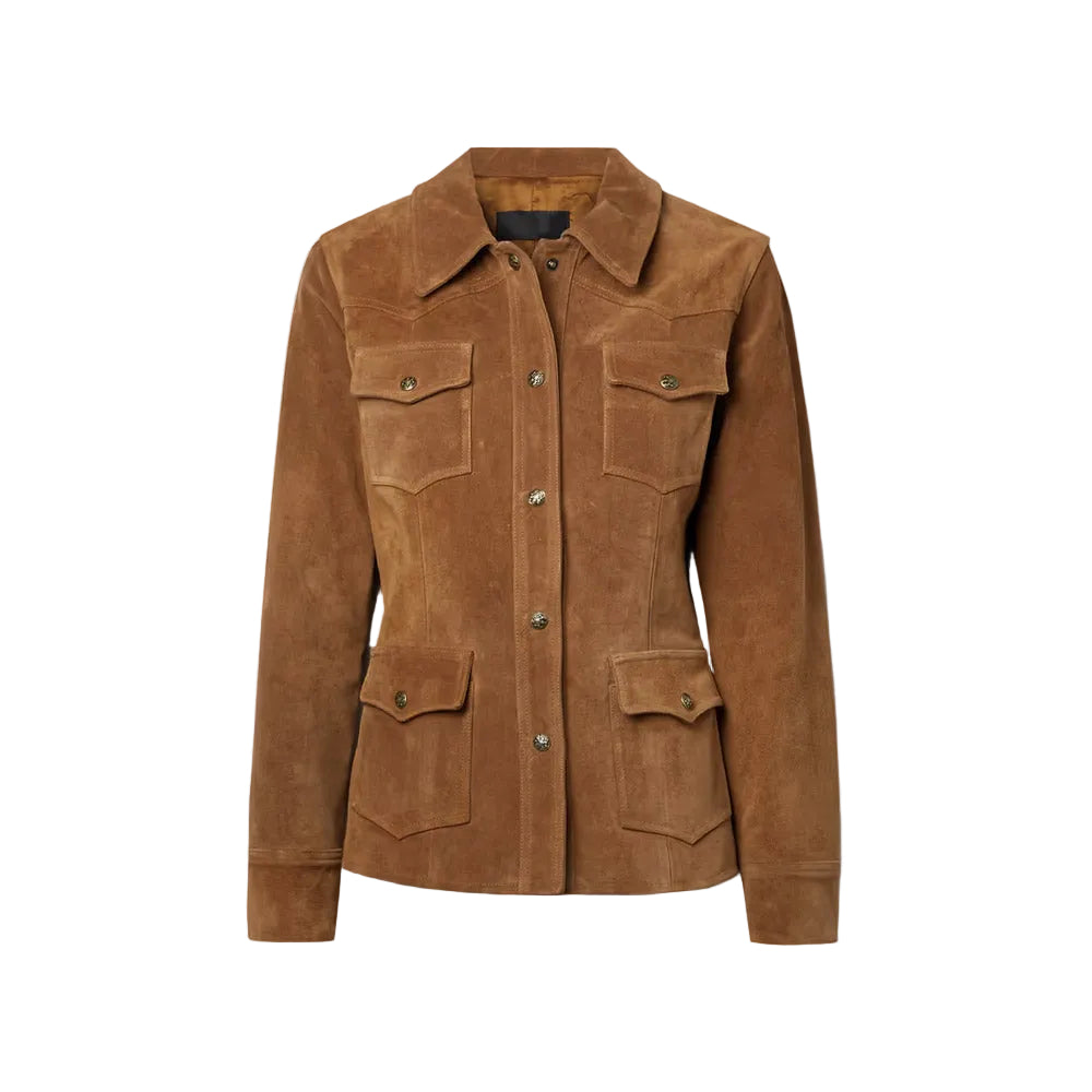 New Women's Brown Buttery Soft Suede Leather Shirt