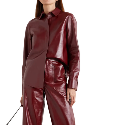 New Women's Buttery Soft Red Leather Shirt