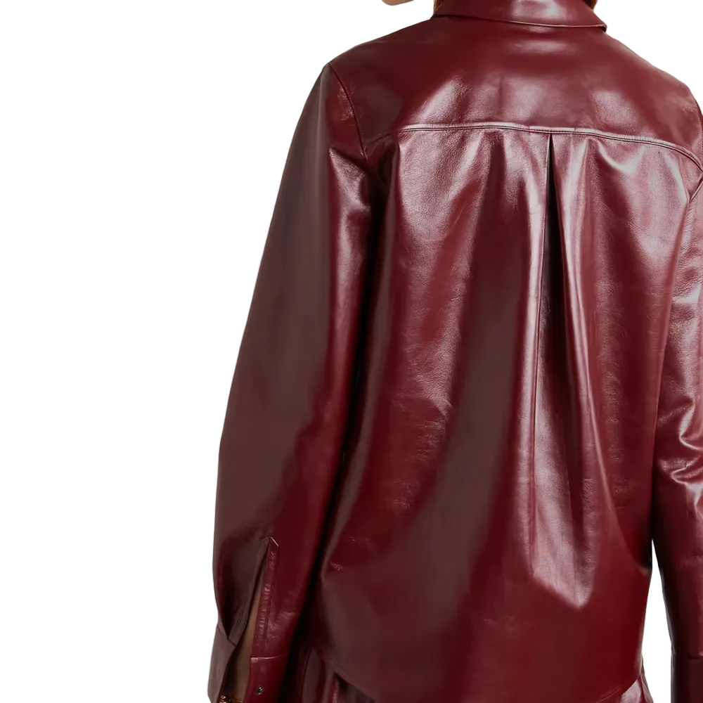 New Women's Buttery Soft Red Leather Shirt