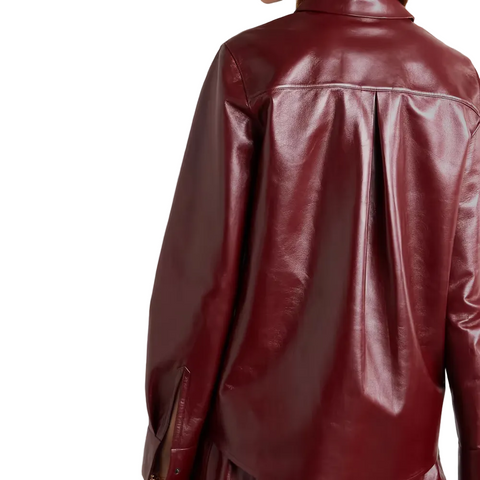 New Women's Buttery Soft Red Leather Shirt