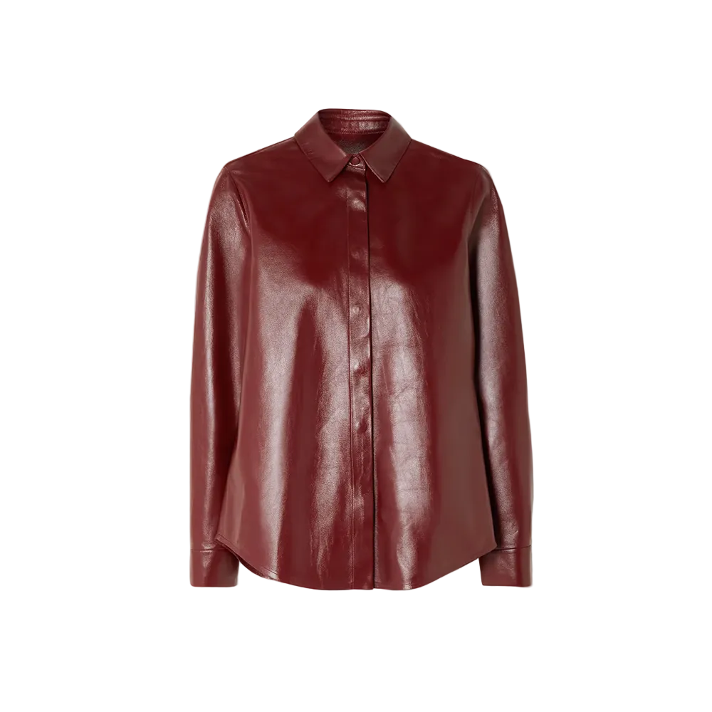 New Women's Buttery Soft Red Leather Shirt