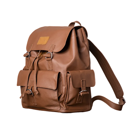 New Women's Handmade Brown Sheepskin Leather Backpack With Two Internal Compartments