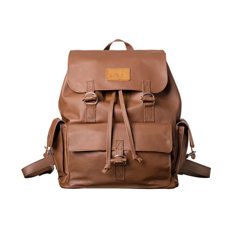 New Women's Handmade Brown Sheepskin Leather Backpack With Two Internal Compartments