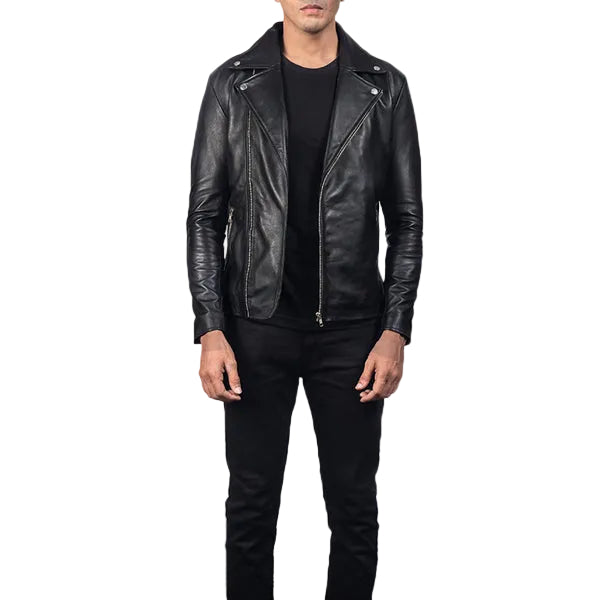 Noah Black Leather Biker Jacket