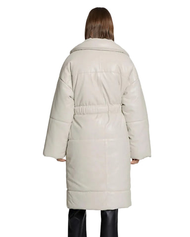 men's off white puffer faux leather leather coat armand side angle