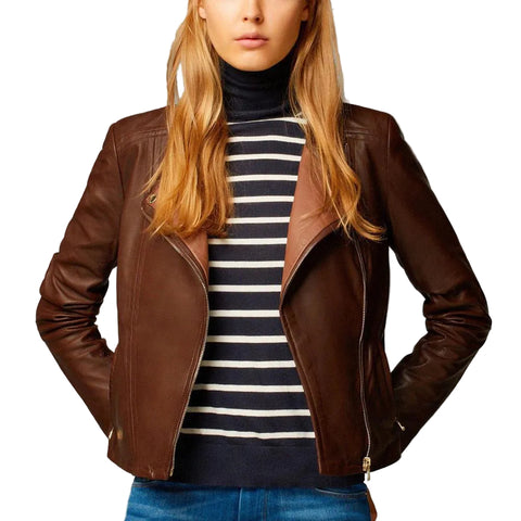 Olivia Brown Motorcycle Leather Jacket