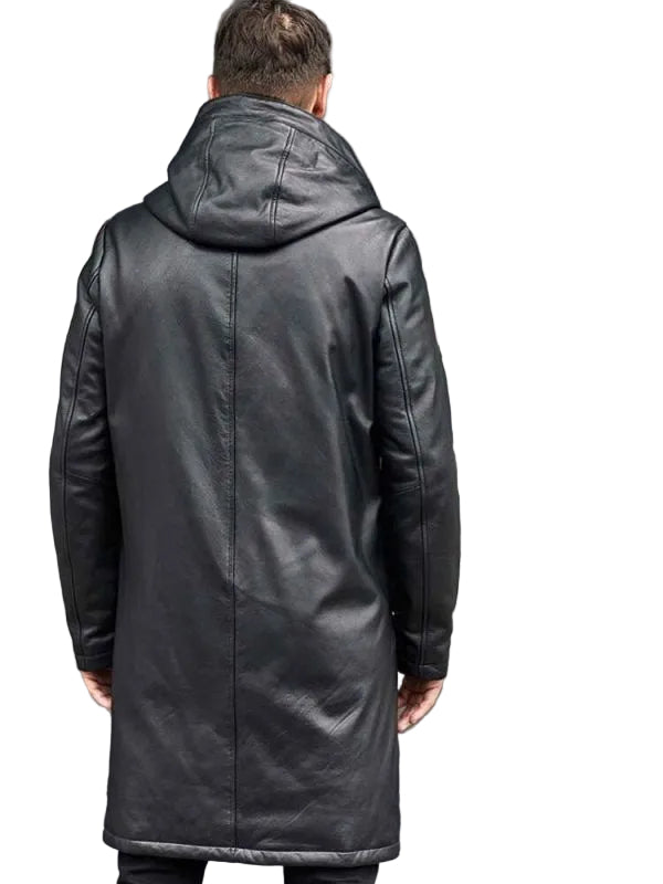 Overcoat Warm Down Jacket Black Leather Parkas Oversize Winter Outwear