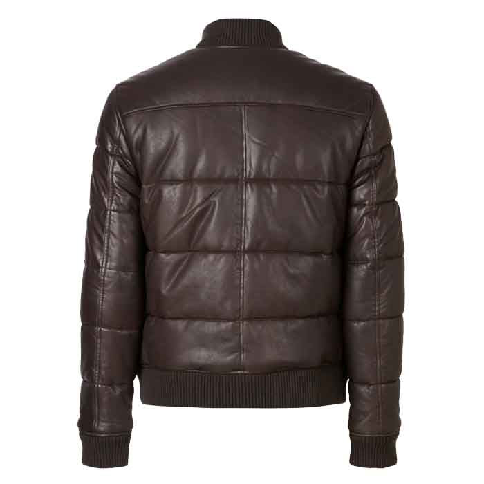 • mens padded leather bomber side angle
