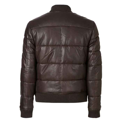 • mens padded leather bomber side angle
