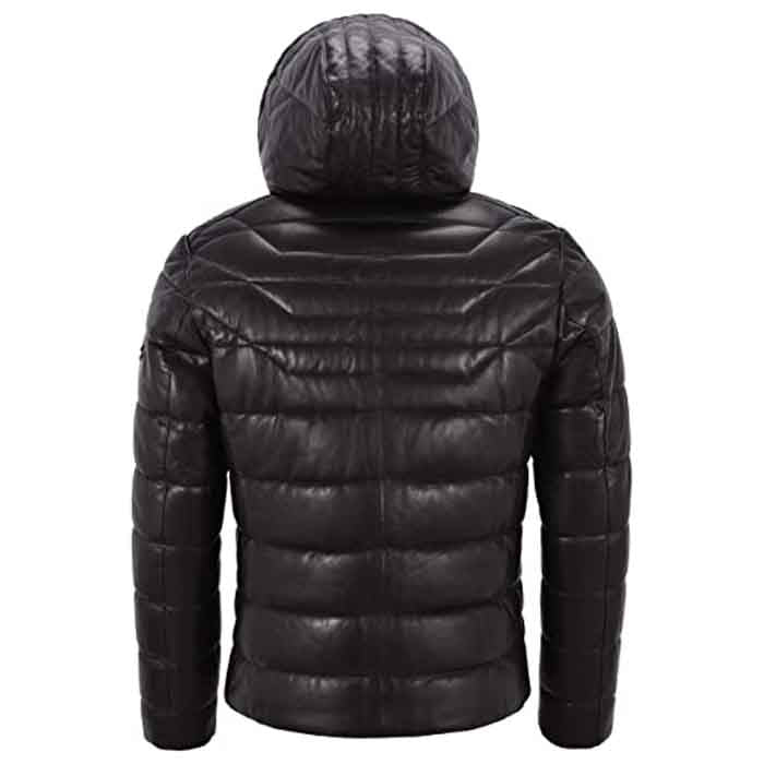 Men’s real leather quilted jacket with zip closure