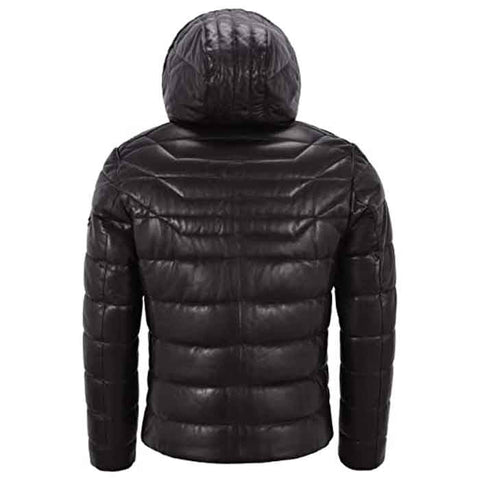 Men’s real leather quilted jacket with zip closure