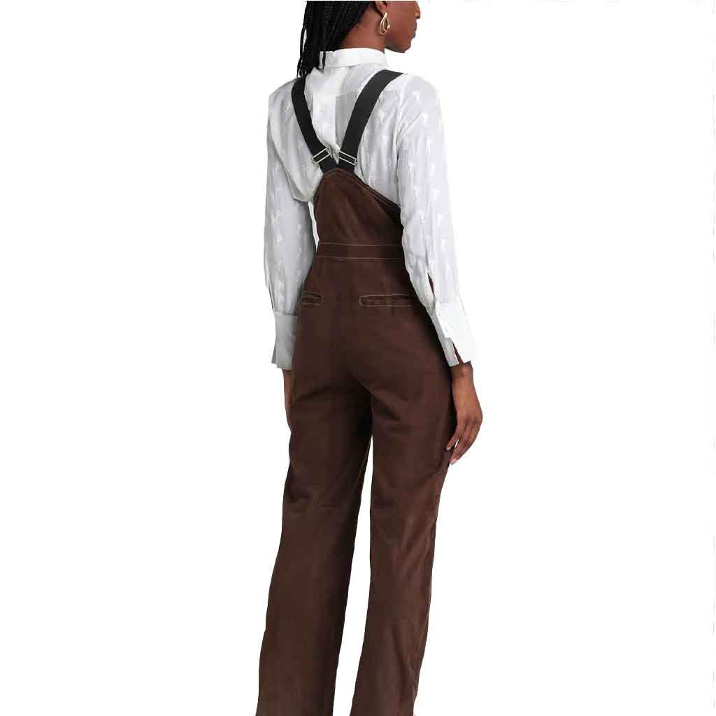 Perfect Brown Suede Leather Jumpsuit for Women - AMSEL LEATHERS