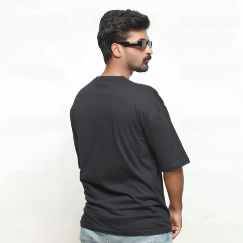 men's black leather shirt valen side angle