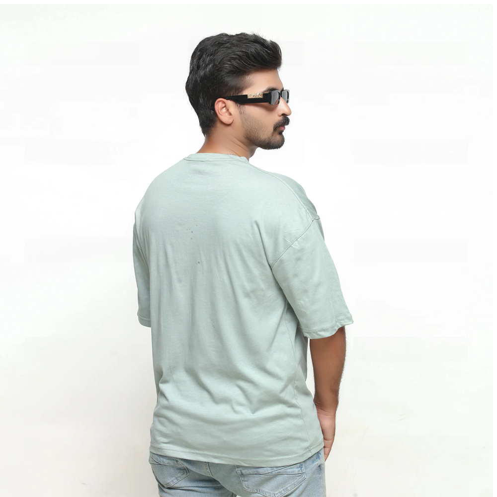 men's olive green leather shirt marius back view