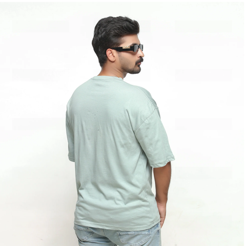 men's olive green leather shirt marius back view
