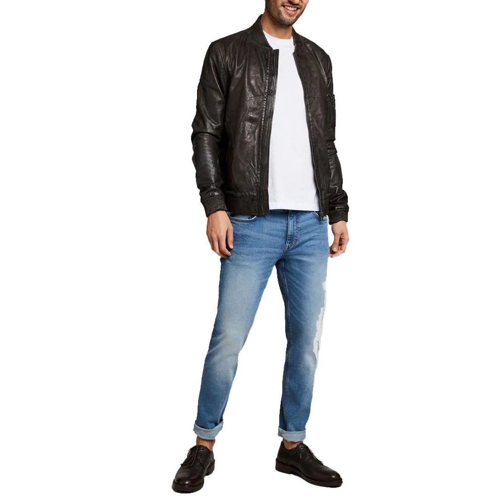 Quint Black Bomber Leather Jacket