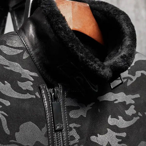 RAF aviator long coat for men with shearling lining
