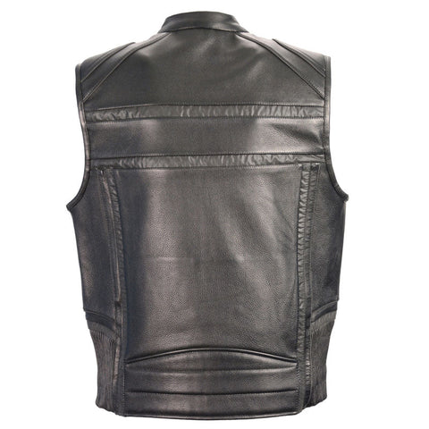 Zip front vest with reflective bands and bold piping design
