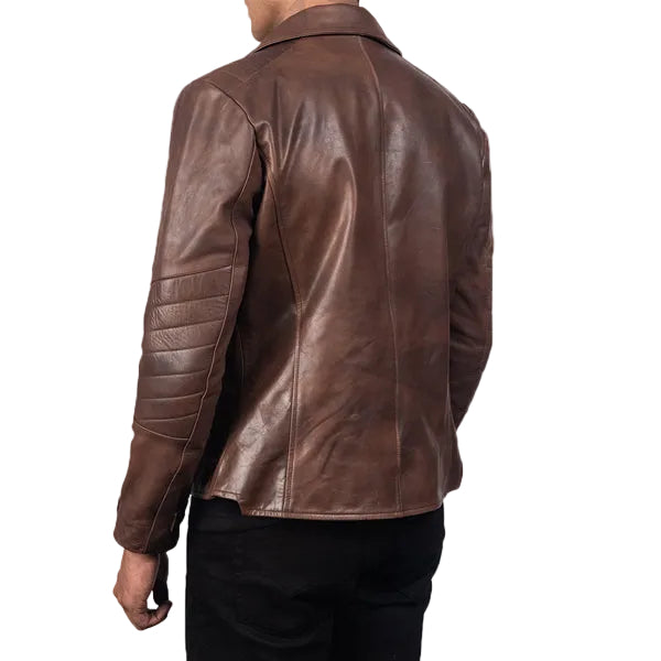 Raiden Brown Leather Biker Jacket