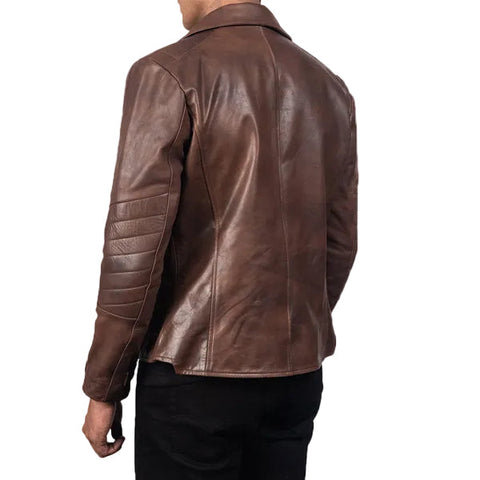 Raiden Brown Leather Biker Jacket
