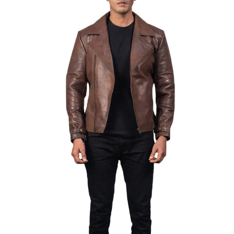 Raiden Brown Leather Biker Jacket
