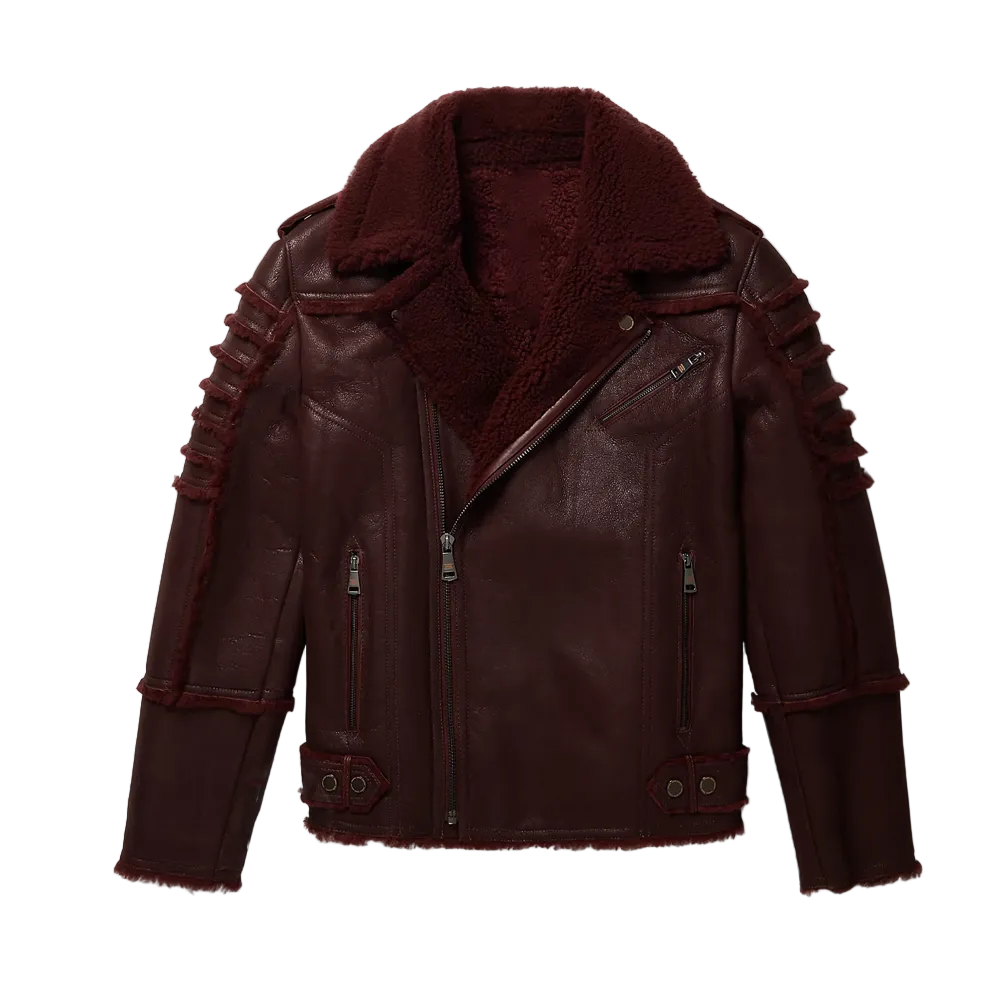 Men’s brown shearling style B3 aviator leather bomber jacket
