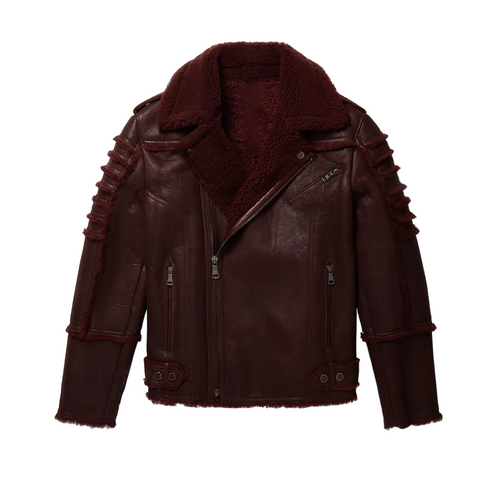 Men’s brown shearling style B3 aviator leather bomber jacket
